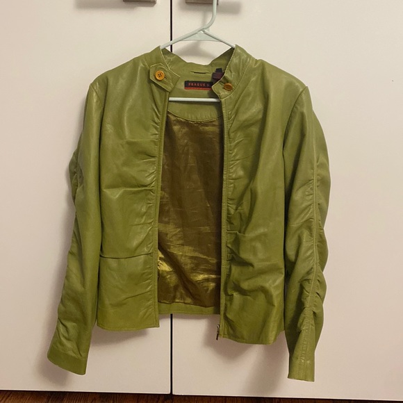 2000s style green leather jacket - Picture 1 of 2